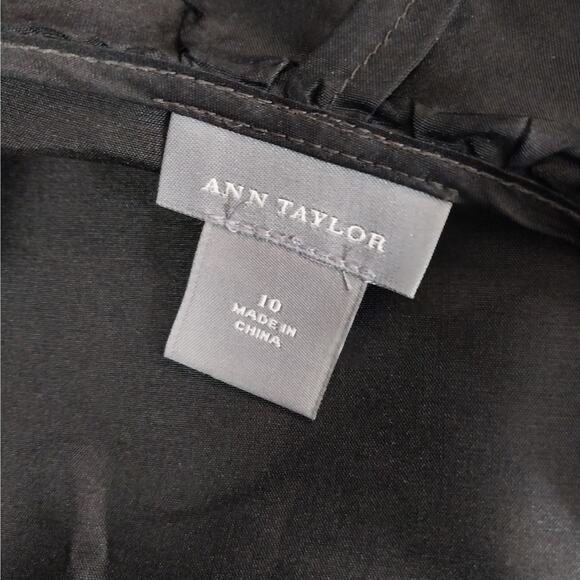 ANN TAYLOR! BLACK 100% SILK! WRAP AROUND TUE FRONT CRISS-CROSS BLOUSE! SZ 10 - Picture 6 of 8